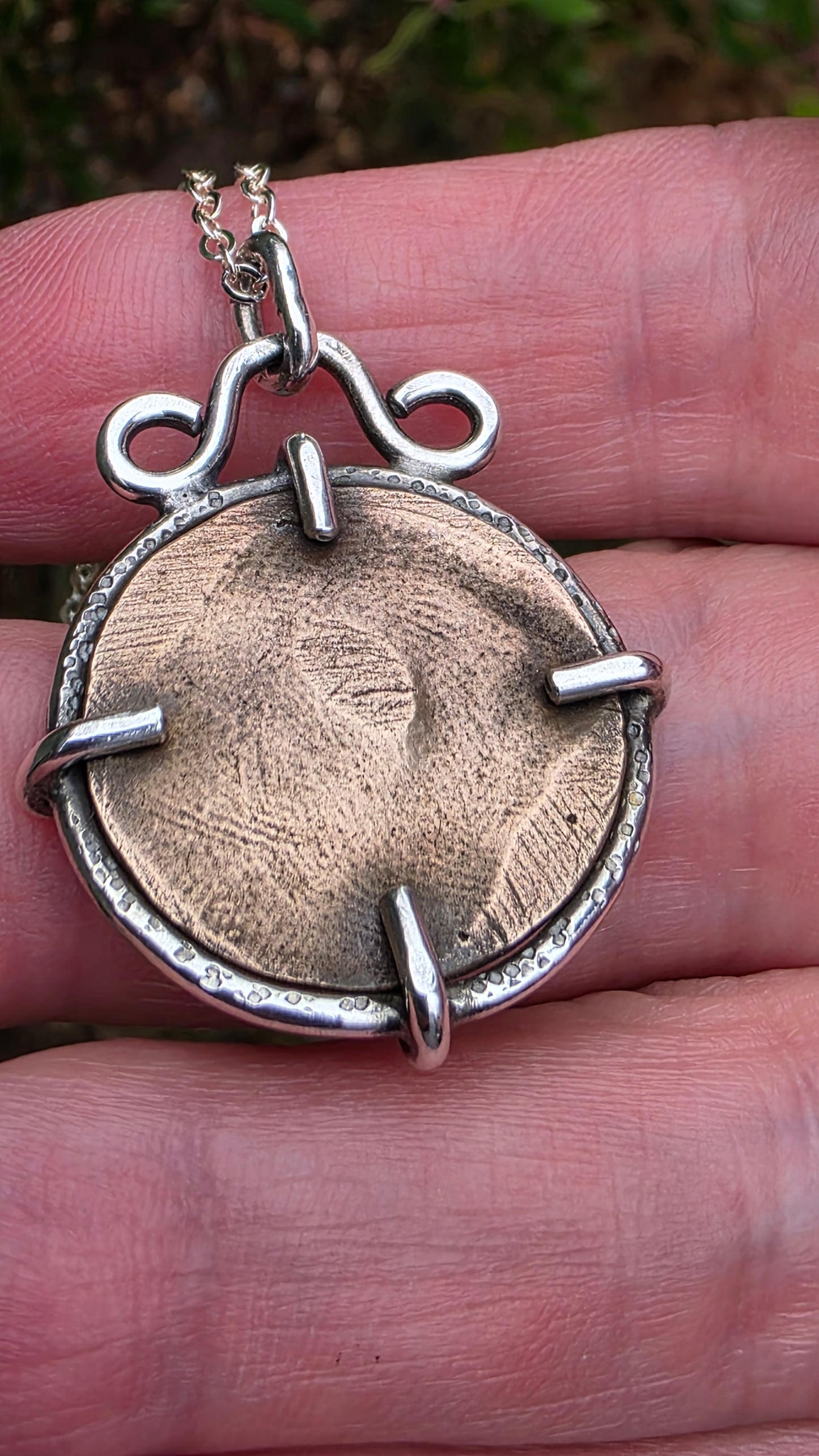 ATHENA'S OWL - Sterling Silver with Solid Bronze Coin
