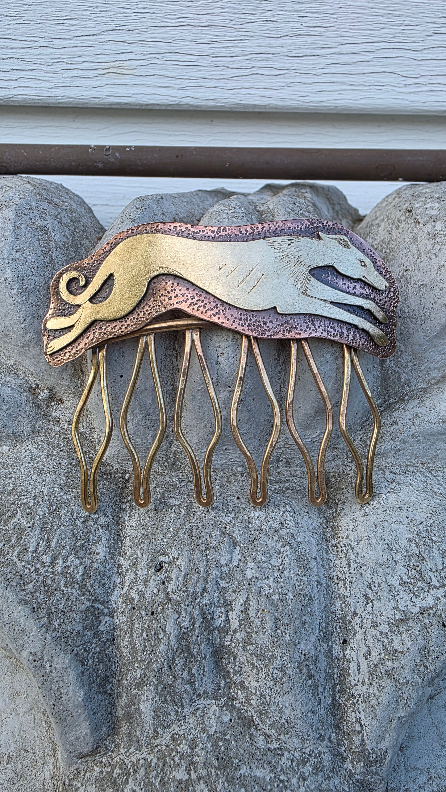 GREYHOUND Hair Comb - Jeweler's Brass with Copper