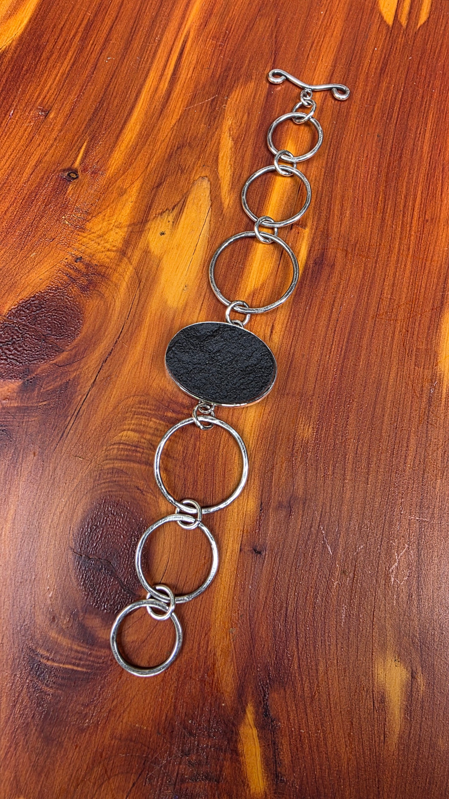 HOOP Bracelet - Nevada Black Jade in All Sterling Silver