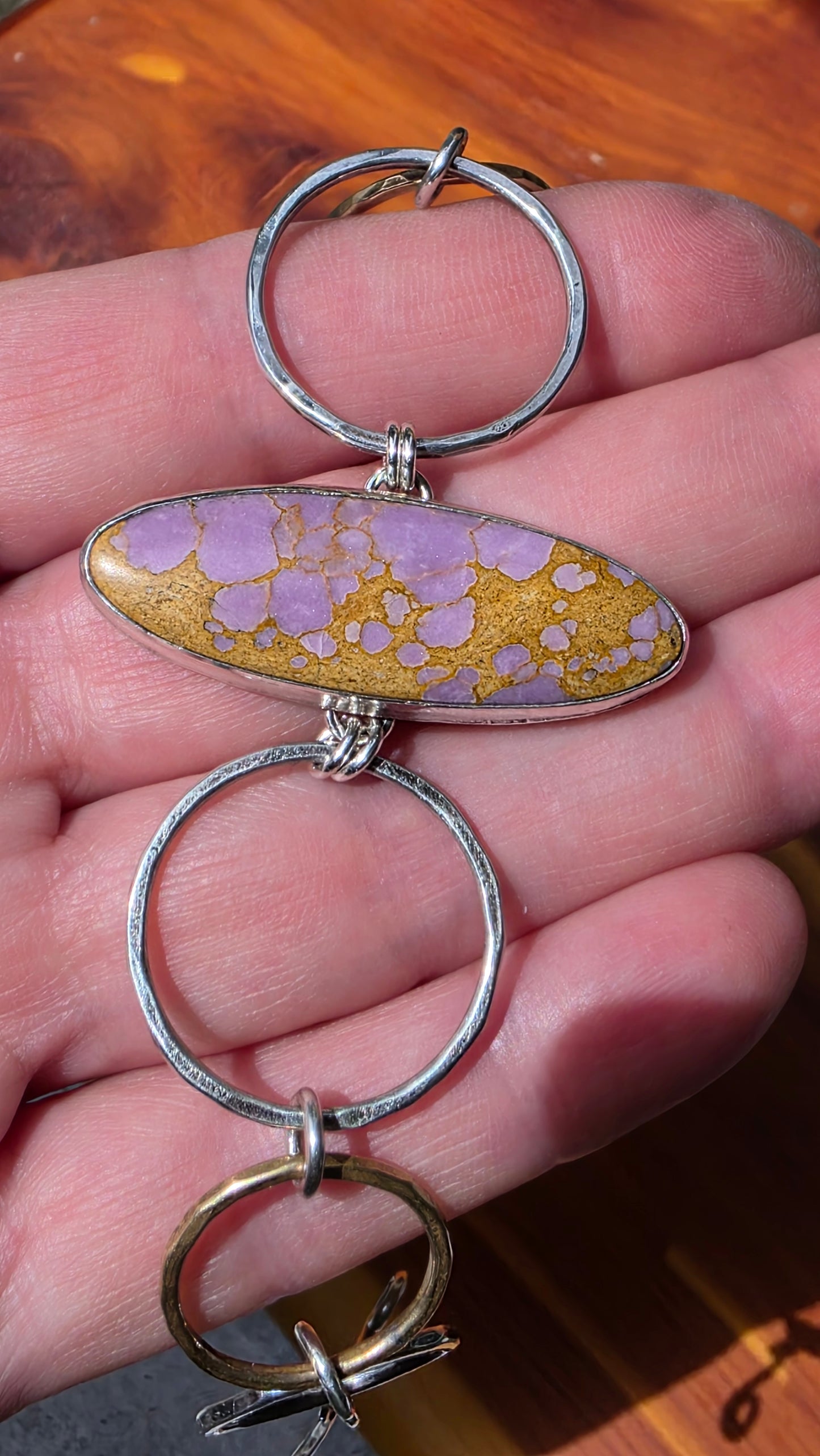 HOOP Bracelet - Phosphosiderite in Sterling Silver with Brass Accent