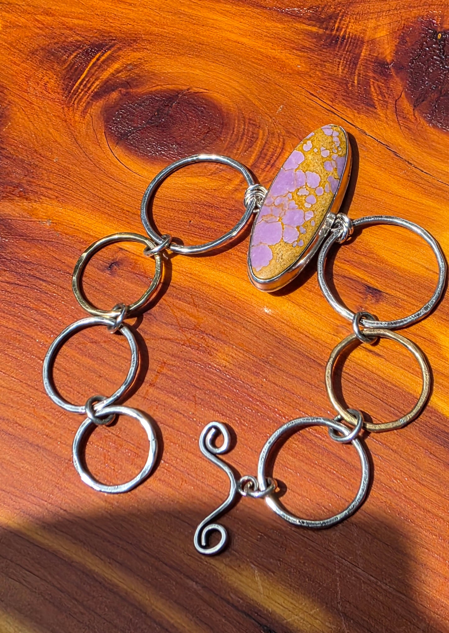 HOOP Bracelet - Phosphosiderite in Sterling Silver with Brass Accent