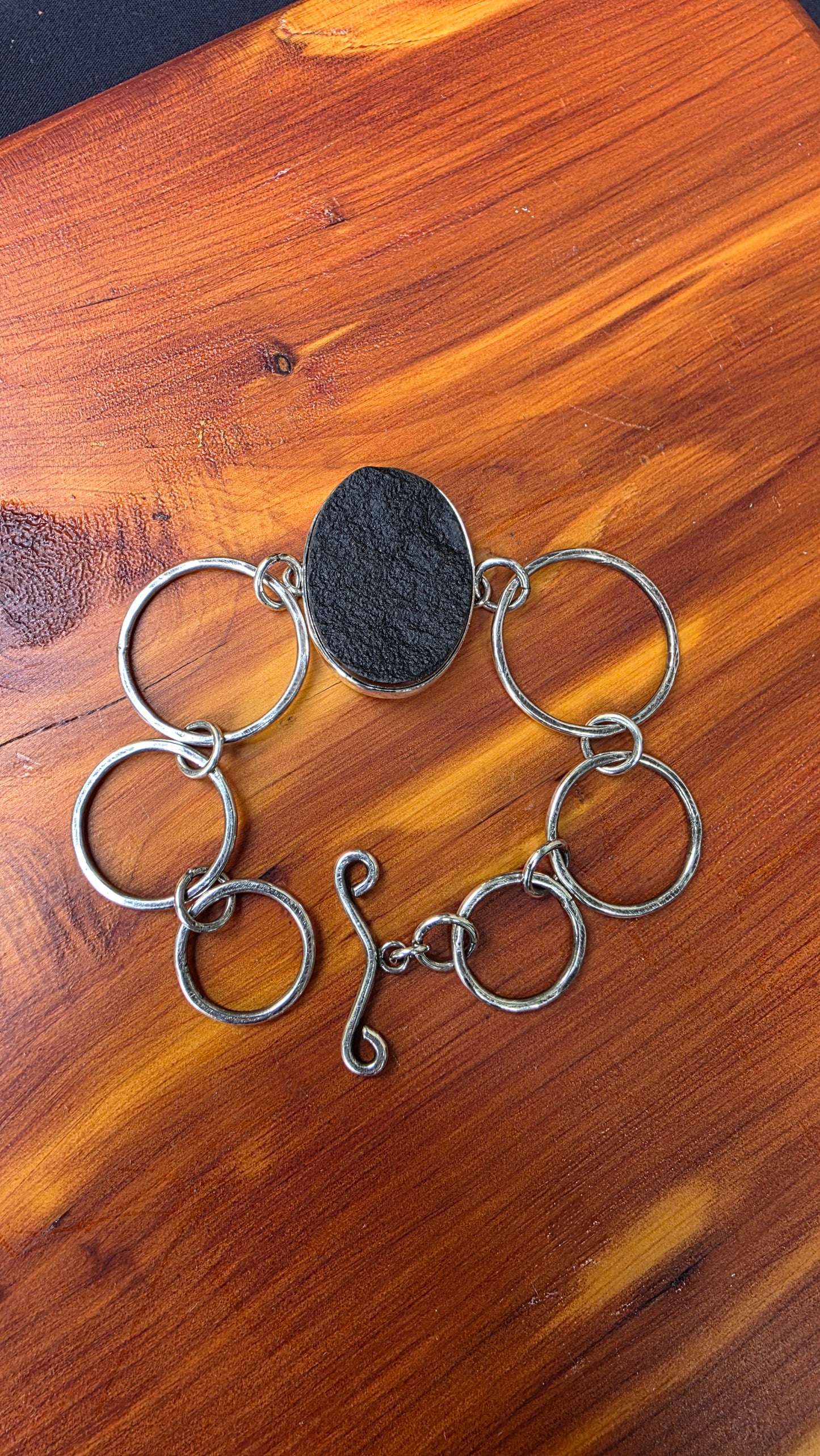 HOOP Bracelet - Nevada Black Jade in All Sterling Silver