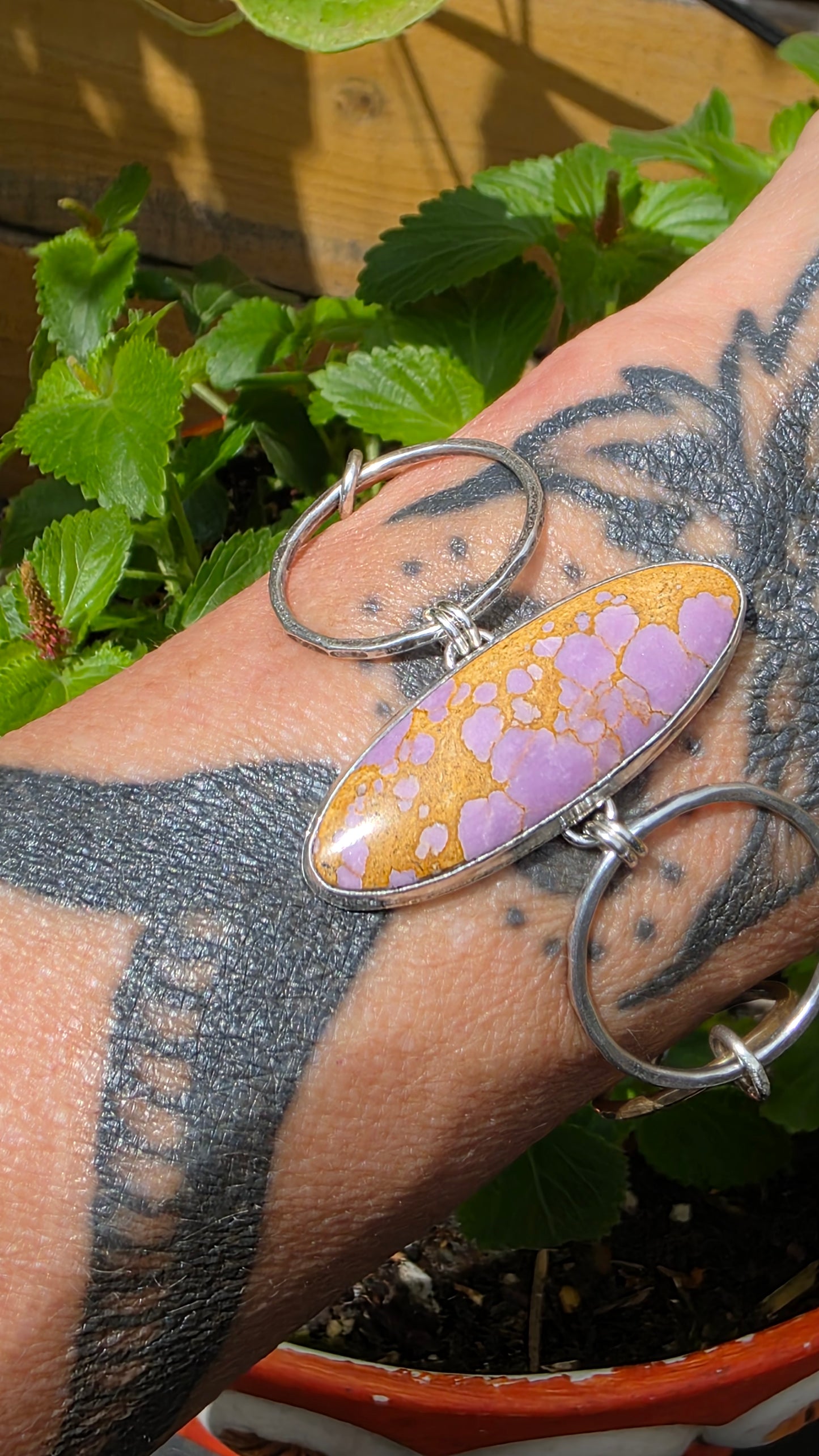 HOOP Bracelet - Phosphosiderite in Sterling Silver with Brass Accent