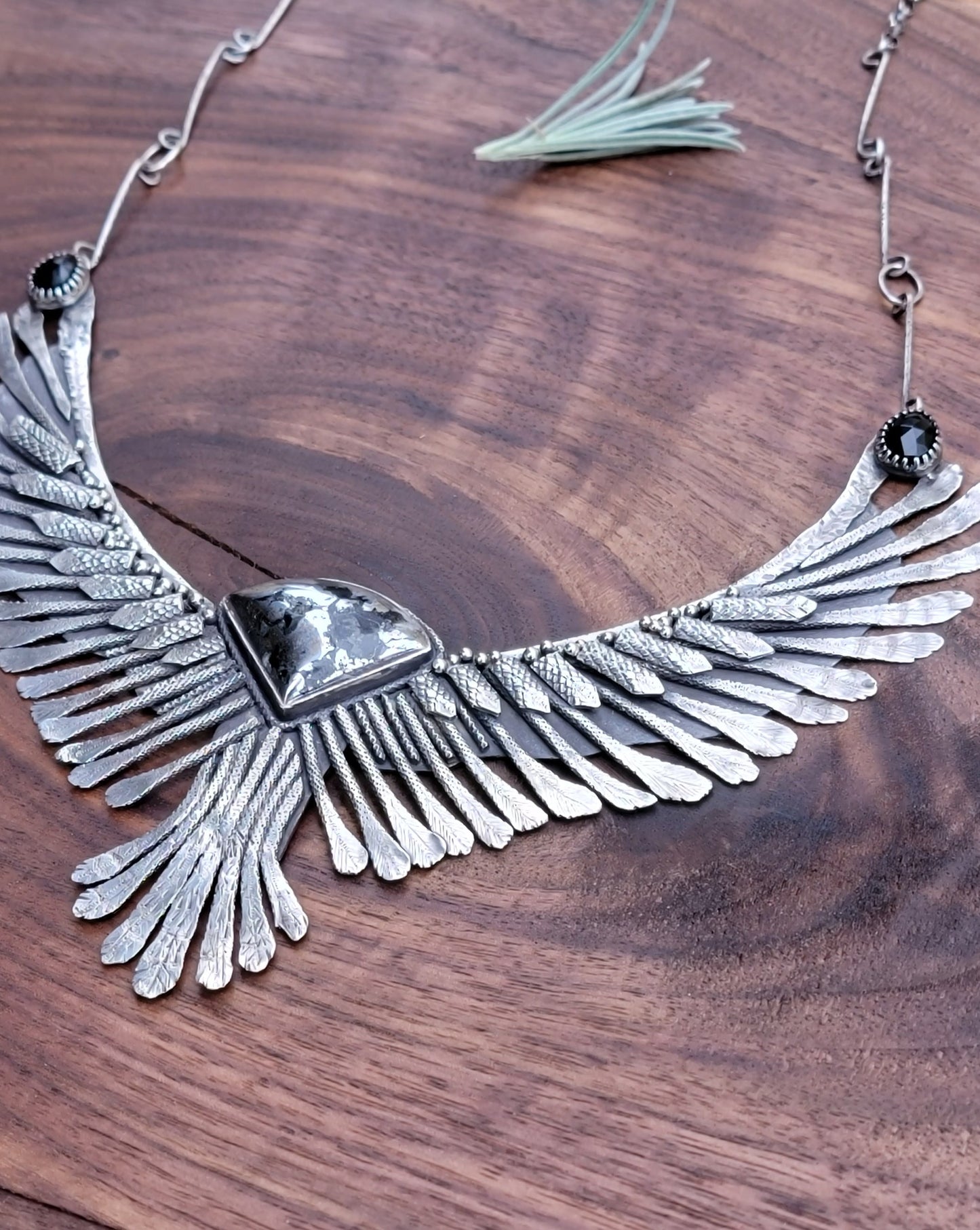 x The SUPERB OWL:::NIGHT FLIGHT Statement Necklace - Handcrafted with Apache Gold in Fine and Sterling Silver
