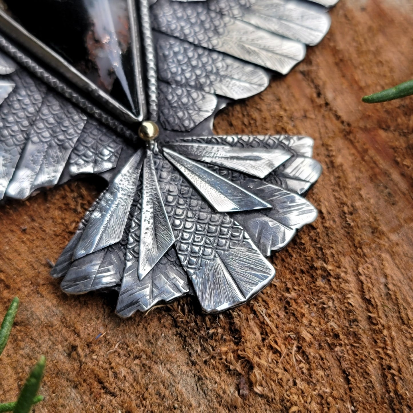 x OVID'S RAVEN Statement Necklace - Handcrafted with Copper Lightning Stone in Fine and Sterling Silver