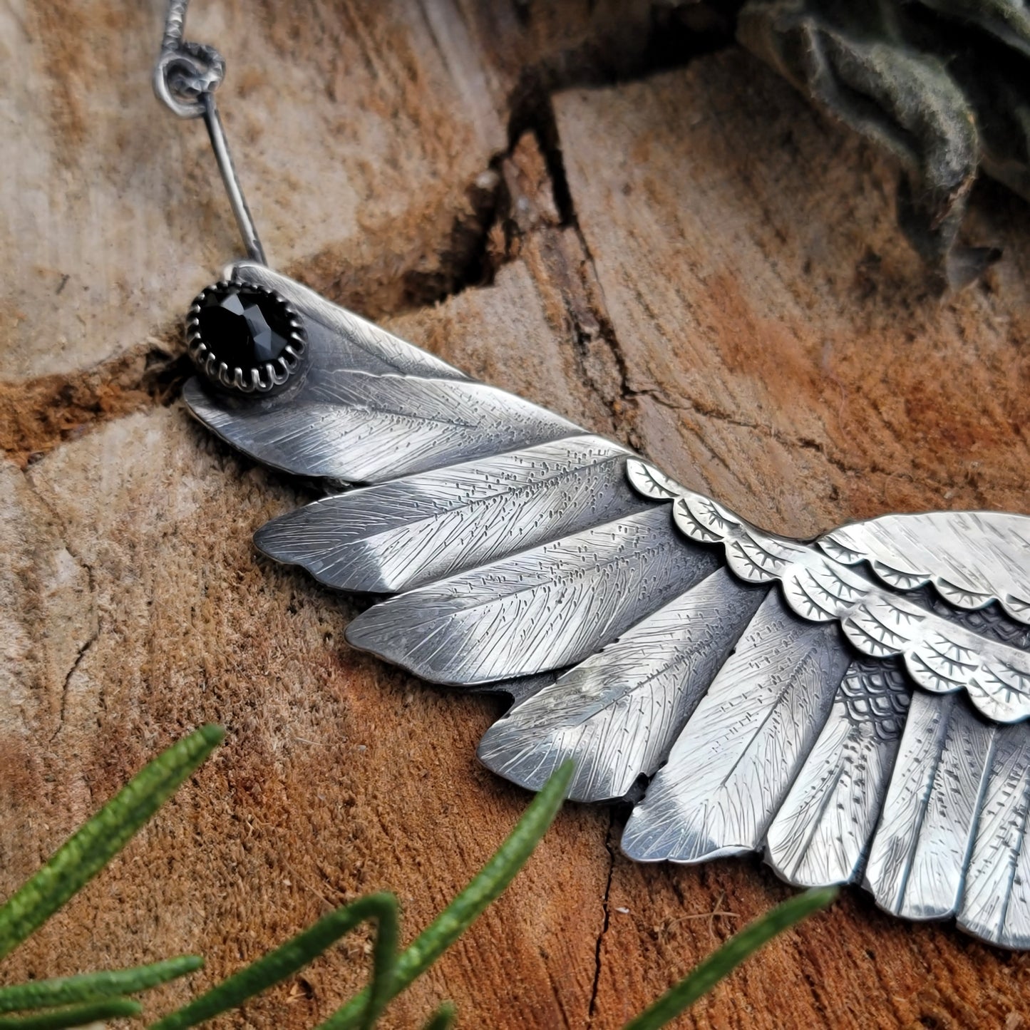 x OVID'S RAVEN Statement Necklace - Handcrafted with Copper Lightning Stone in Fine and Sterling Silver