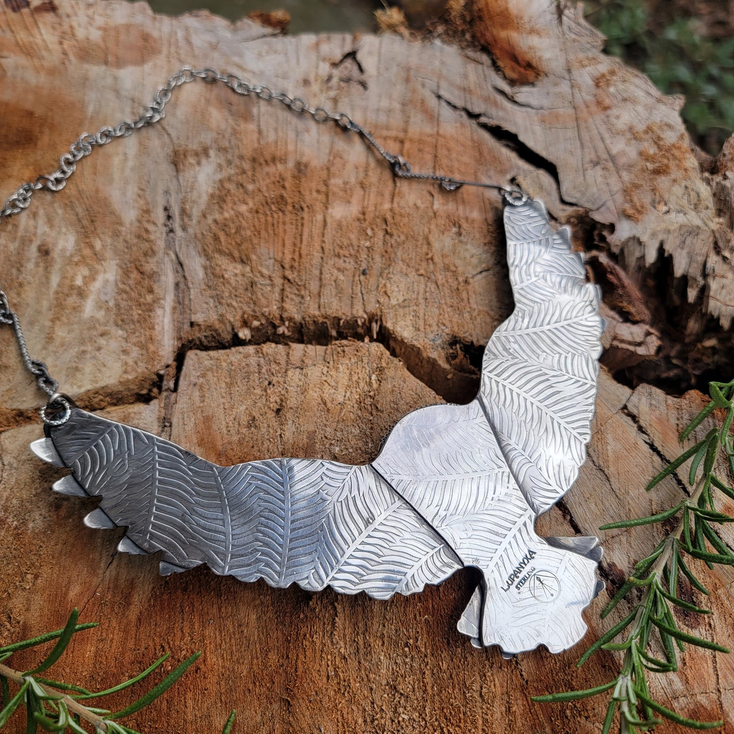 x OVID'S RAVEN Statement Necklace - Handcrafted with Copper Lightning Stone in Fine and Sterling Silver