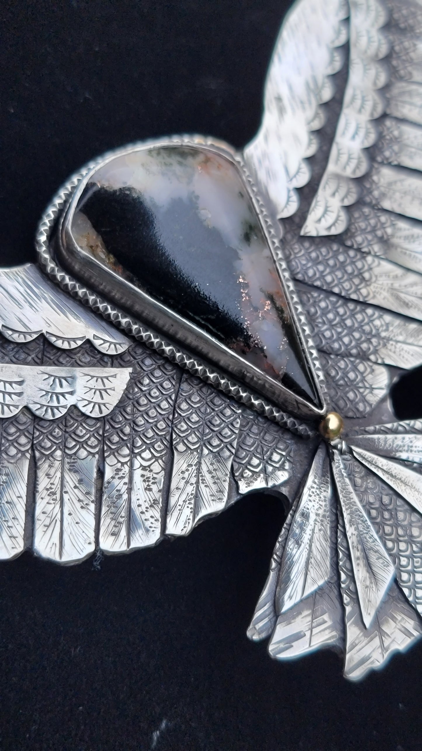 x OVID'S RAVEN Statement Necklace - Handcrafted with Copper Lightning Stone in Fine and Sterling Silver