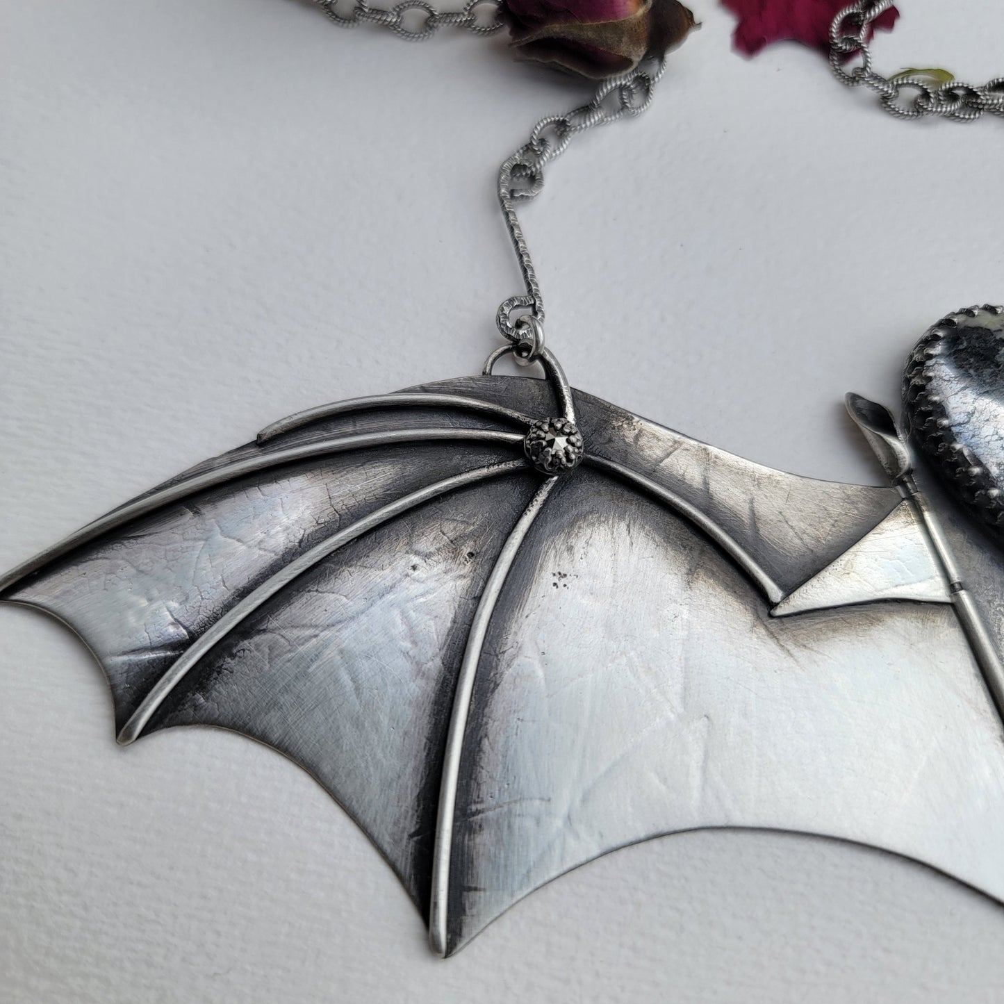 x RELEASE THE BAT Kinetic Statement Necklace - Native Silver in All Sterling Silver